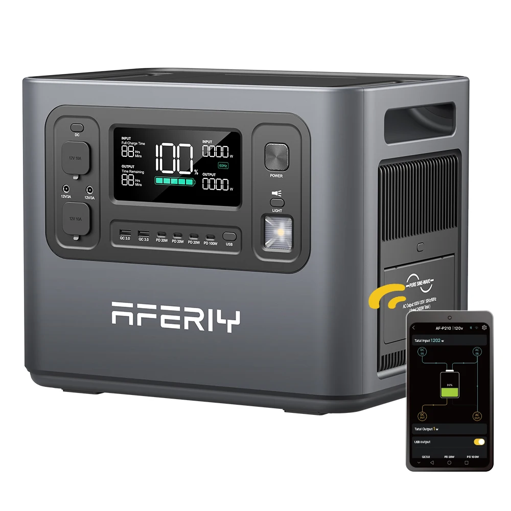 Aferiy P210 2400W Portable LiFePO4 Outdoor Power Station Generator